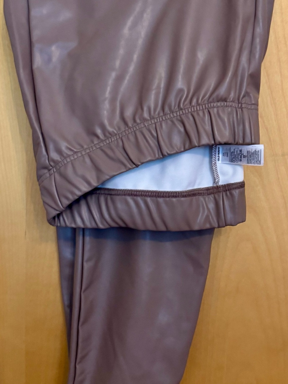Old Navy XXL Faux Leather Joggers Taupe Beige Vegan Leather Leggings